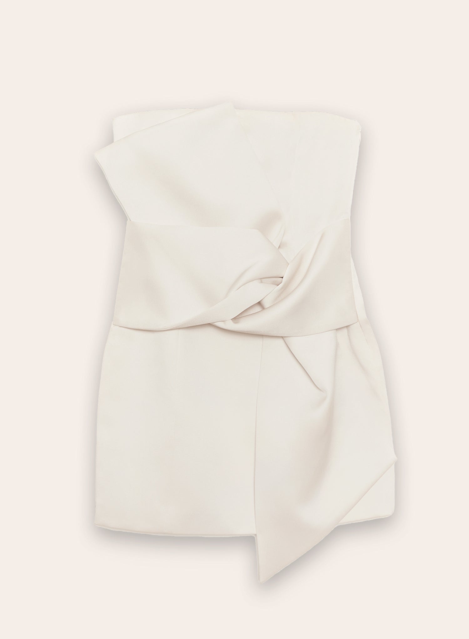 Cream Bow-front Satin Mini Dress